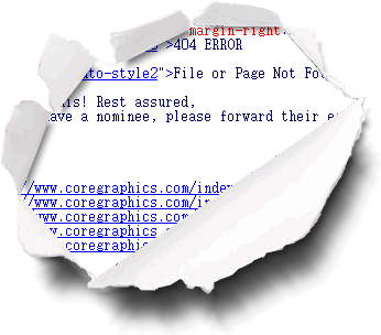 hole ripped in site, code visible